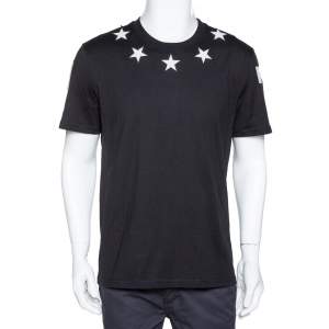 Givenchy Black Cotton Star Patch Crew Neck T-Shirt XL