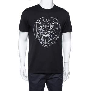 Pre Owned Givenchy Black Rottweiler Stencil Print Cotton Cuban Fit T-Shirt L