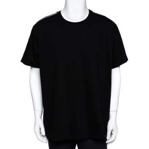مملوكة مسبقًا Givenchy Black Cotton Knit 4G Webbing Detail T-Shirt XXL