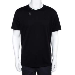 Pre Owned Givenchy Black Cotton Knit Chain Detail T-Shirt XL