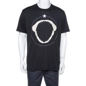 Givenchy Black Shark Jaw Print Cotton Crew Neck T-Shirt XXL