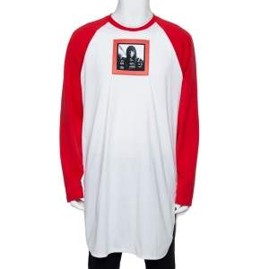 مملوكة مسبقًا Givenchy Red & White Printed Cotton Baseball T-Shirt XL