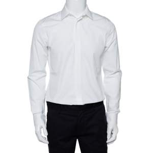 Pre Owned Givenchy White Star Embroidered Cotton Button Front Shirt M