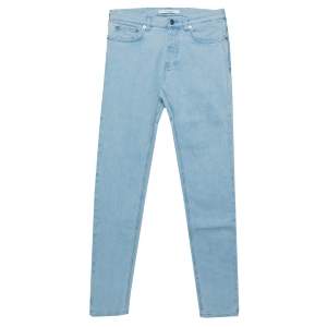Pre Owned Givenchy Blue Denim Logo Patch Detail Straight Leg Jeans S