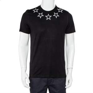 Pre Owned Givenchy Black Star Print Cotton Crewneck T-Shirt S