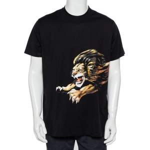 مملوكة مسبقًا Givenchy Black Lion Printed  Signature Cotton Oversized T-Shirt S