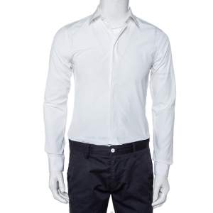 قميص جيفنشي كلاسيك سليم بأزرار أمامية وأكمام طويلة قطن أبيض مقاس صغير - سمول