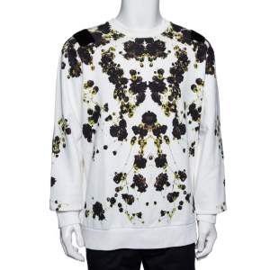 Givenchy White Floral Printed Cotton Oversized Crewneck Sweatshirt S