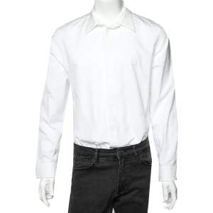 قميص جيفنشي قطن مطرز أبيض بأزرار أمامية مقاس كبير جدًا - إكس لارج 