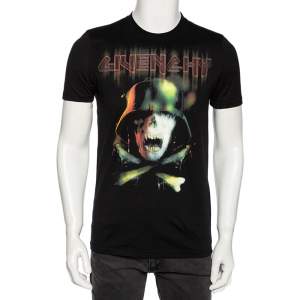 مملوكة مسبقًا Givenchy Black Cotton Army Skull Print Round Neck T-Shirt S 
