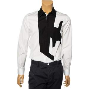 Pre Owned Givenchy White & Black Cotton Button Front Shirt M