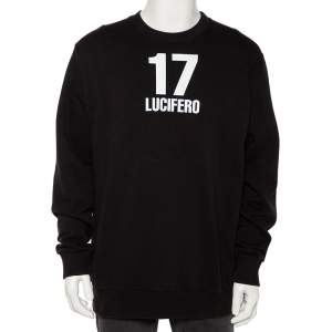 مملوكة مسبقًا سويتشيرت جيفنشي رقبة مستديرة كم طويل مطبوع 17 لوسيفرو قطن أسود مقاس صغير