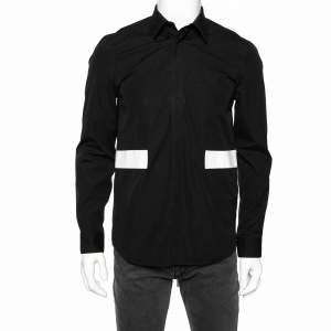 Pre Owned Givenchy Black & White Band Inset Cotton Button Front Shirt M