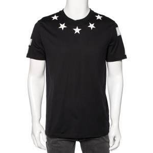 Pre Owned Givenchy Black Star Applique Detail Cuban Fit T-Shirt L