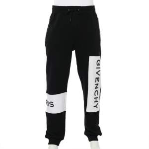 Pre Owned Givenchy Black Logo Embroidered Cotton Knit Sweat Pants M