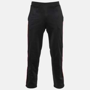 Pre Owned Givenchy Black Synthetic Logo Print Drawstring Track Pants L