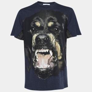 Pre Owned Givenchy Blue Rottweiler Print Melange Columbian Fit T-Shirt M