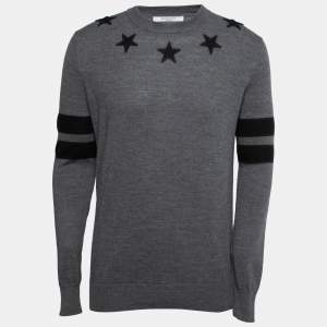 مملوكة مسبقًا سويتر جيفنشي صوف رصاصي مطرز نجمة بأكمام طويلة مقاس كبير ( لارج )