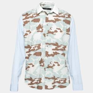 Pre Owned قميص جيفنشي مخطط مطبوع مموه كاموفلاج متعدد الألوان مقاس كبير جدا جدا