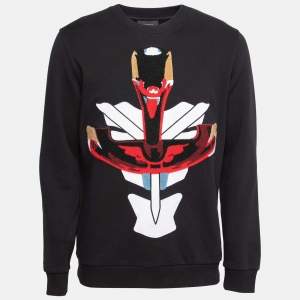 Givenchy Black Cotton African Snake Appliqued Crewneck Sweatshirt S