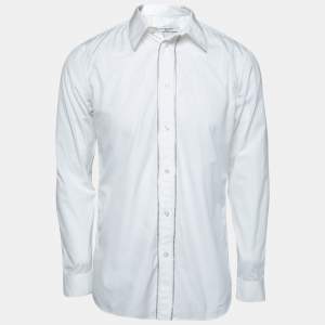 Givenchy White Cotton Chain Trimmed Button Front Shirt M