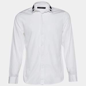 Givenchy White Star Embroidered Cotton Button Front Shirt M