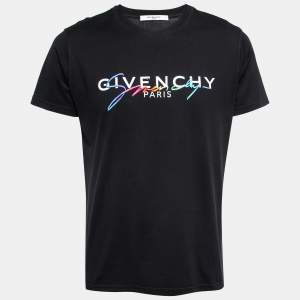 Givenchy Black Logo Embroidered Cotton T-Shirt XS