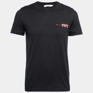Givenchy Black Arrow Logo Embroidered Cotton T-Shirt S