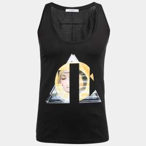 Givenchy Black Cotton Printed Sleeveless T-Shirt M