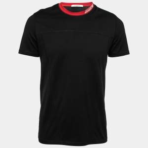 Givenchy Black Cotton Knit Contrast Collar T-Shirt XS