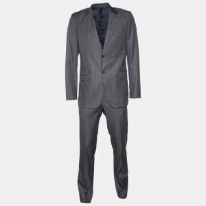 Givenchy Charcoal Grey Striped Wool Suits L