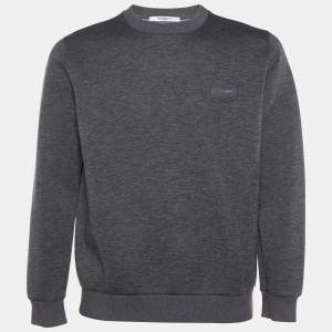 Givenchy Grey Neoprene Logo Plaque Detail Crewneck Sweatshirt S