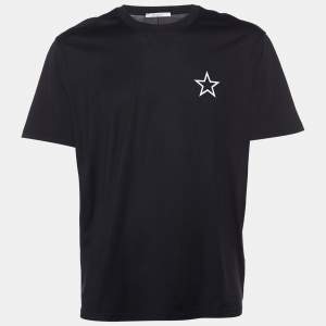 Givenchy Black  Star Printed Cotton Knit Crewneck T-Shirt XXL