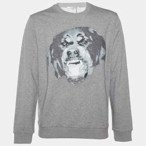 Givenchy Grey Knit Rottweiler Print Cuban Fit Crew Neck Jumper L