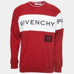 Givenchy Red Cotton Logo Embroidered Sweatshirt S