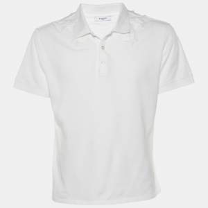 Givenchy White Star Applique Cotton Pique Polo T-Shirt XL