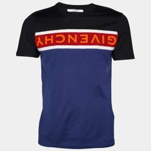 Givenchy Color Block Logo Panel Detail Cotton Knit T-Shirt S