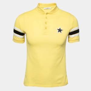 Givenchy Yellow Logo Print Cotton Pique Striped Polo T-Shirt S