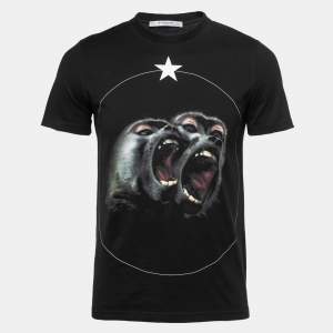 Givenchy Black The Monkey Brothers Print Cotton Crew Neck T-Shirt S