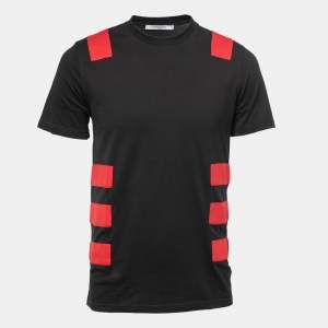 Givenchy Black/Red Cotton Colorblock Detail Crew Neck T-Shirt S