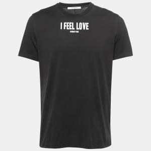 Givenchy Black "I Feel Love" Printed Cotton Crew Neck Short Sleeve T-Shirt L