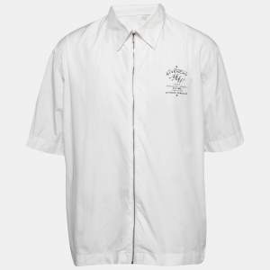 Givenchy White Cotton Zip Front Half Sleeve Shirt XS