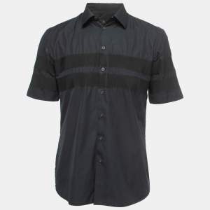 Givenchy Black Cotton Button Front Half Sleeve Shirt XL