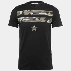 Givenchy Black Cotton Patch Detail Crew Neck Half Sleeve T-Shirt S