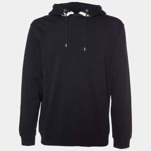 Givenchy Black Shark Teeth Printed Cotton Knit Hoodie XL