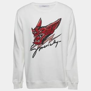 Givenchy White Dragon Head Logo Print Cotton Sweatshirt S