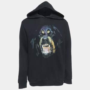 Givenchy Black Rottweiler Print Cotton Hooded Sweatshirt L