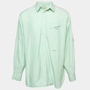 Givenchy Mint Green Cotton Buttoned Loose Fit Oxford Shirt XL