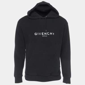 Givenchy Black Vintage Logo Print Cotton Hooded Sweatshirt S