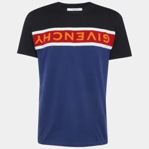 Givenchy Multicolor Up-side Logo Embroidered Cotton Half Sleeve T-Shirt L